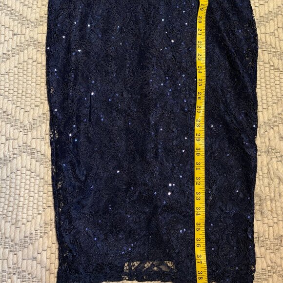 NWOT - Lulu's Navy Blue Sequin Lace Bodycon Midi Party / NYE / Holiday Dress XS - Picture 11 of 11